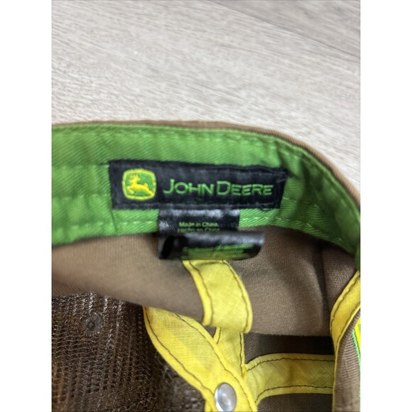 John Deere Distressed Brown Cap With Green Bill Snapback Hat Country Farm - Picture 8 of 10